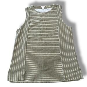 J.Crew Factory Striped Tank Green Casual Top Sleeveless Crew Neck Women’s Size M